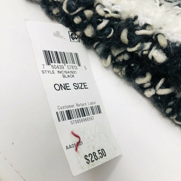 INC Colorblock Mega Pom Beanie Hat Black 345 - Picture 4 of 5